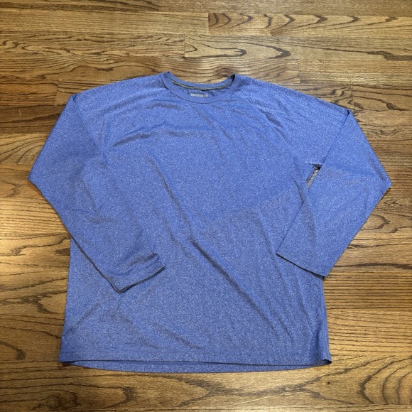 LAYER 8 blue marled stretch "Performance Qwick Dry" long sleeve Large Shirt Mens - Picture 1 of 3